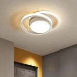 Double Ring LED Flush Mount Light Black Contemporary Overhead Fixture for Entryway Foyer Apartment Passageway Interior Decor