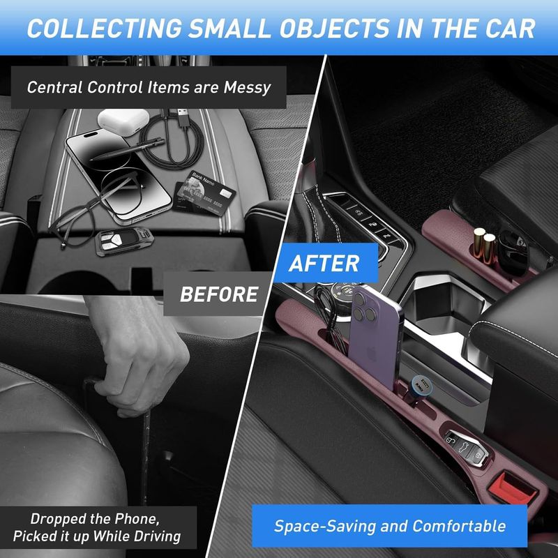 Car Seat Gap Filler with Adjustable Belt Strap