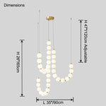 Cascading Glass Globe Pendant Light Fixture Gold White Contemporary Overhead Illumination for Breakfast Bar Eating Area Lounge 39 inch