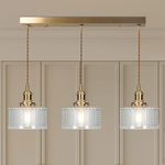 Adjustable Drop Ceiling Light with Textured Glass Shade E27 Socket for Kitchen Island Dining Room Counter Breakfast Bar Scandinavian Modern