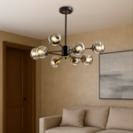 Multi-Globe Iron & Glass Ceiling Fixture – Sculptural Overhead Lighting for Dining Tables & Open Layouts – E26 Bulb Compatible – Modern Mini