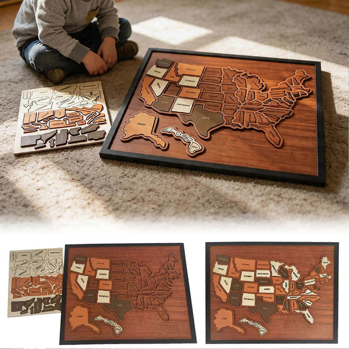 Wooden USA Travel Map Puzzle