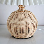 Boho Rattan Pleated Cone Table Lamp