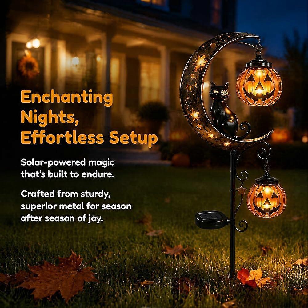 Pumpkin Moon Solar Garden Stake Light