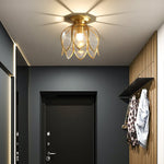 Flush Mount Ceiling Light with Clear Glass Shade in Antique Brass Finish – Single-Bulb Colonial Style for Hallways, Entryways & Bedrooms