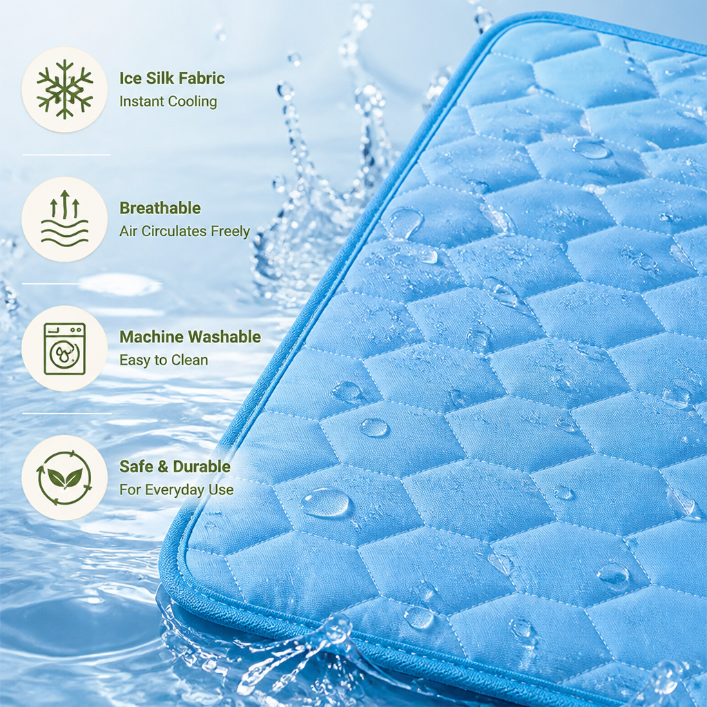Dotisk Ice Silk Cooling & Breathable Pet Mat (Machine Washable)