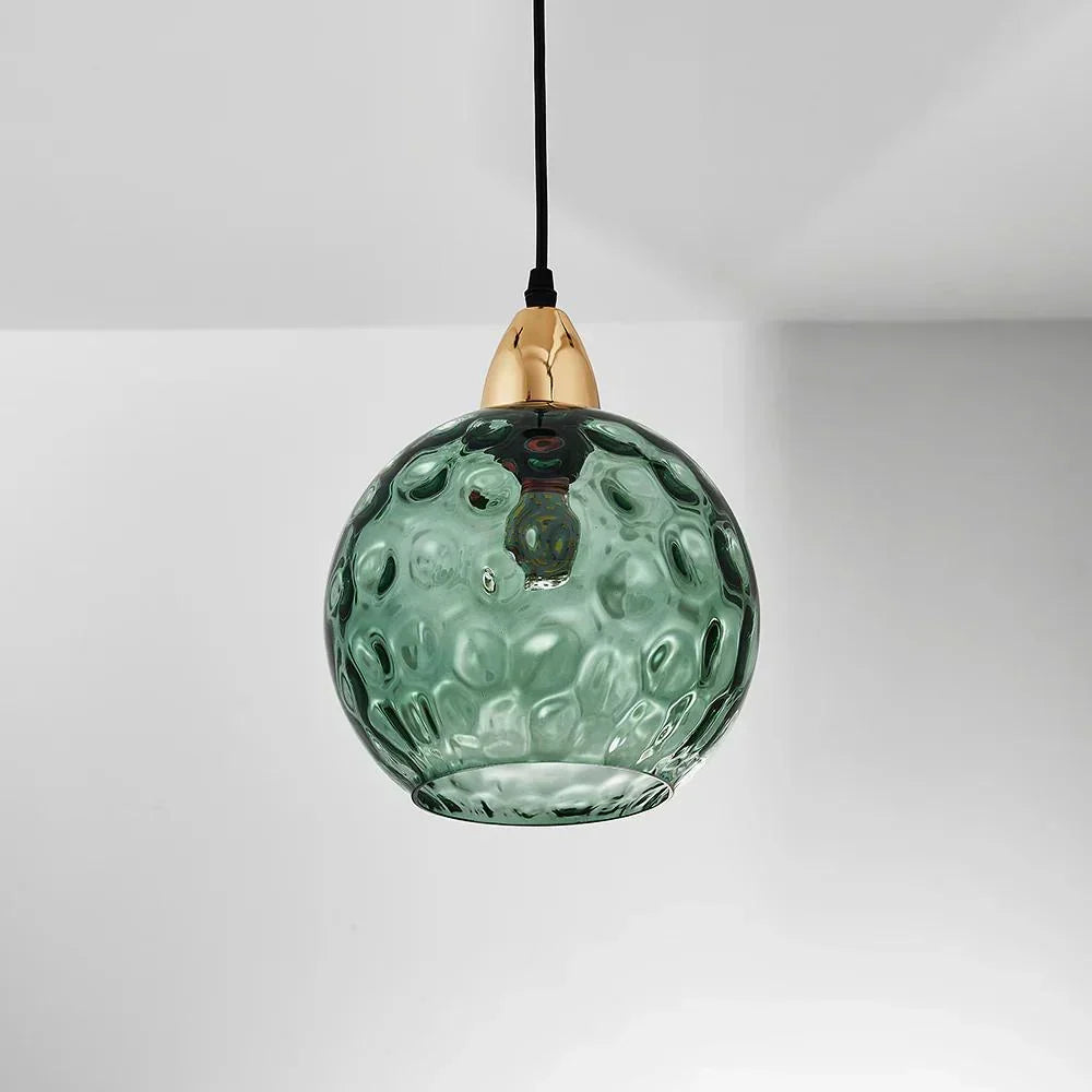 Textured Glass Globe Hanging Light 7.9 Inch Dining Room Island Fixture Adjustable Height Modern Sphere Pendant Minimalist Ceiling Lamp for K