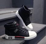 Men's High-Top Lace-Up Sneakers | Textured Canvas Fashion Boots for Fall & Winter Casual Everyday Wear