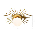 Round Flush Mount Ceiling Light Fixture with Frosted Glass Globe Shade, Modern Single Bulb Overhead Lighting for Bedroom Hallway Entryway