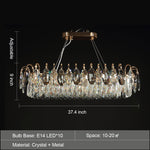 Dimmable Crystal Chandelier for Dining Room & Living Room – Adjustable Chain, Faceted Prisms, Multiple Sizes – Round & Rectangle