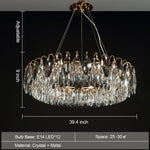 Dimmable Crystal Chandelier for Dining Room & Living Room – Adjustable Chain, Faceted Prisms, Multiple Sizes – Round & Rectangle