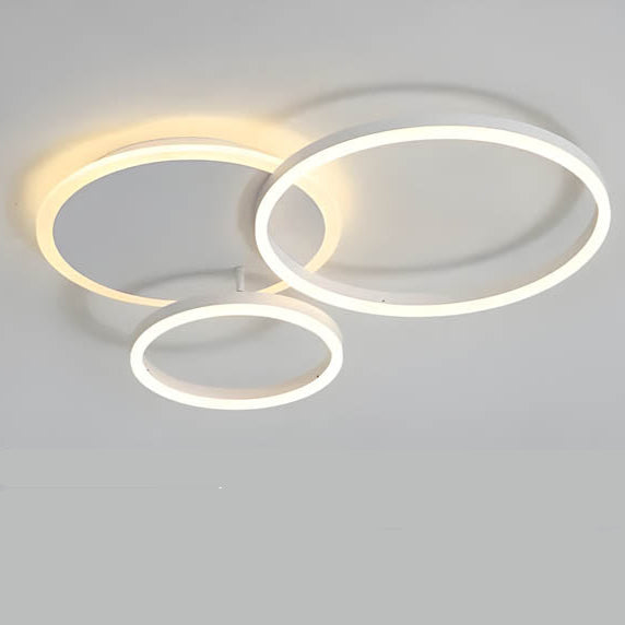 LED Ring Chandelier 45 in Aluminum Fixture Warm White Dimmable for Bedroom Living Room Dining Room Modern Flush Mount Multi-Ring Integrated