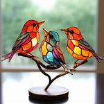 Hand-Painted Metal Bird Figurines for Shelf & Mantel | Colorful Tabletop Decor Set | Modern Perched Birds for Living Room, Bedroom, Office