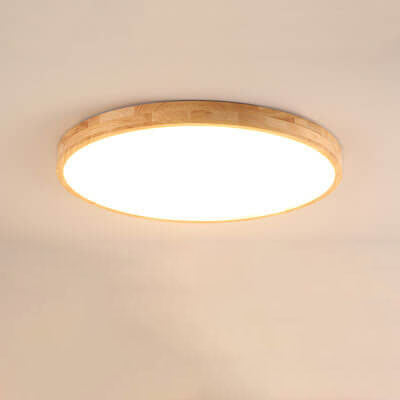 Round Wood Overhead Light Fixture with Adjustable Temperature Settings 12-24 Inch Low Profile for Bedroom Living Room Kitchen Dining Area Co