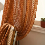 Handcrafted Mesh Window Panel Orange Bohemian Farmhouse Drape Rod Pocket Bedroom Living Room Dining Room Light Filtering Privacy