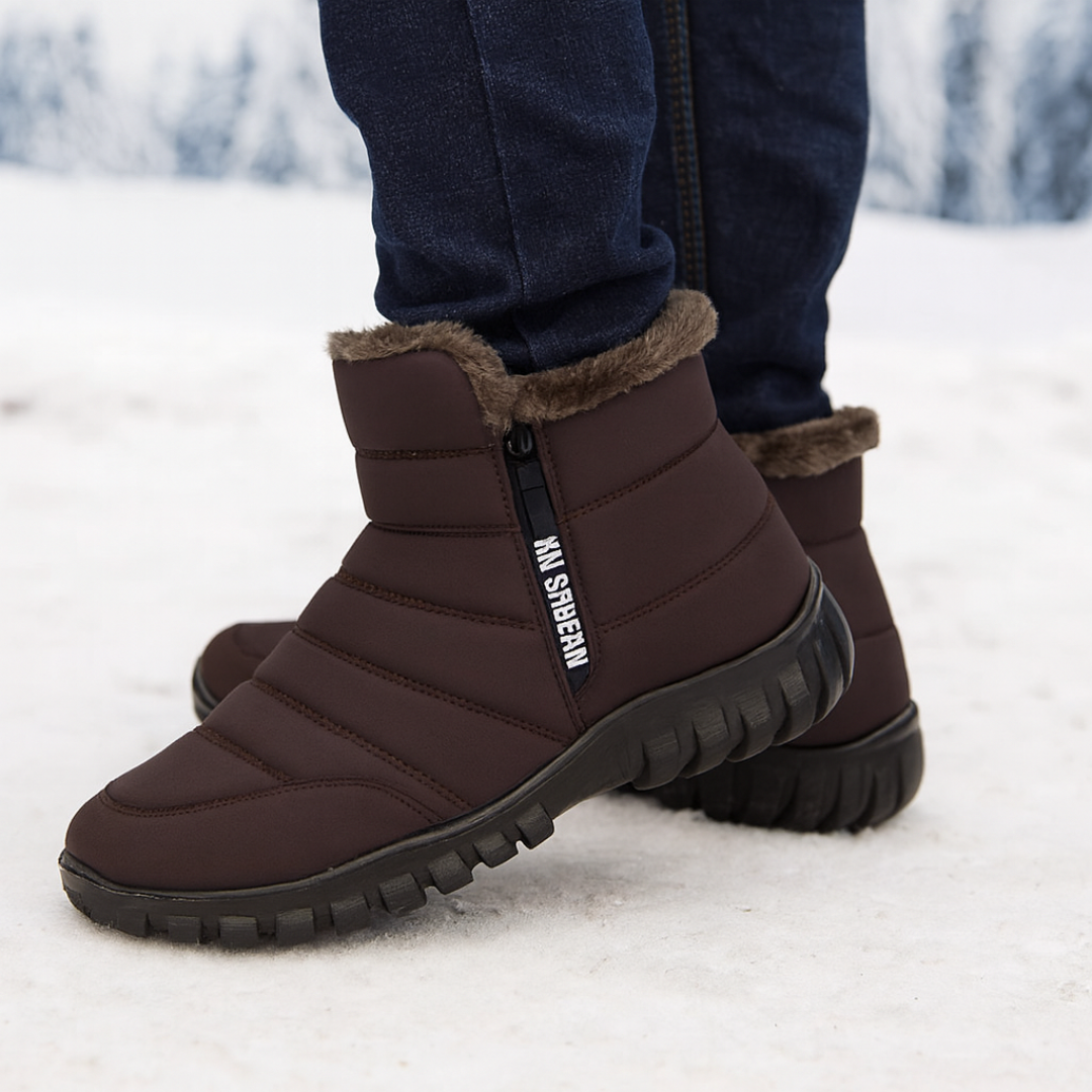 Men's Water-Resistant Winter Boots with Side Zipper – Insulated Snow Boots for Cold Weather
