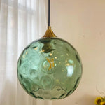 Textured Glass Globe Hanging Light 7.9 Inch Dining Room Island Fixture Adjustable Height Modern Sphere Pendant Minimalist Ceiling Lamp for K