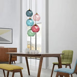 Textured Glass Globe Hanging Light 7.9 Inch Dining Room Island Fixture Adjustable Height Modern Sphere Pendant Minimalist Ceiling Lamp for K