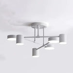 Six-Arm Adjustable Ceiling Light White Metal 22 inch Wide for Kitchen Dining Room Bedroom Modern Flush Mount Fixture Three Color Modes Direc