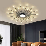 Starburst Dimmable LED Ceiling Light Flush Mount Black Gold Metal Acrylic Indoor Modern Fixture for Bedroom Living Room Dining Room
