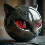 Glossy Resin Feline Figurine with Mesmerizing Gaze – Decorative Cat Statue for Desk, Shelf & Living Room Display – Modern Animal Sculpture
