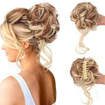 Clip-In Messy Bun Hairpiece with Curls – Synthetic Hair Extension for Instant Updo Volume and Texture