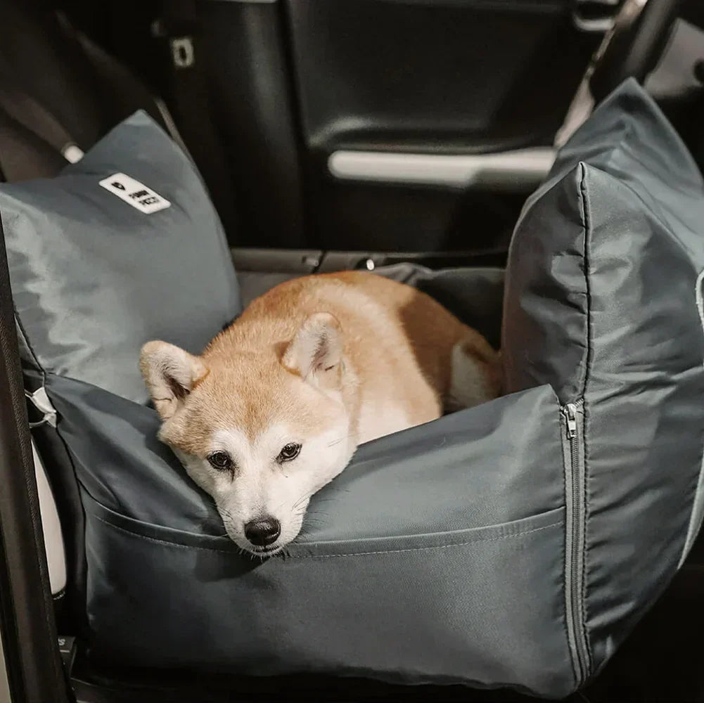 Padded Dog Car Seat Booster with Safety Harness & Side Bolsters – Water-Resistant Washable Pet Travel Carrier for Cars, SUVs & Travel