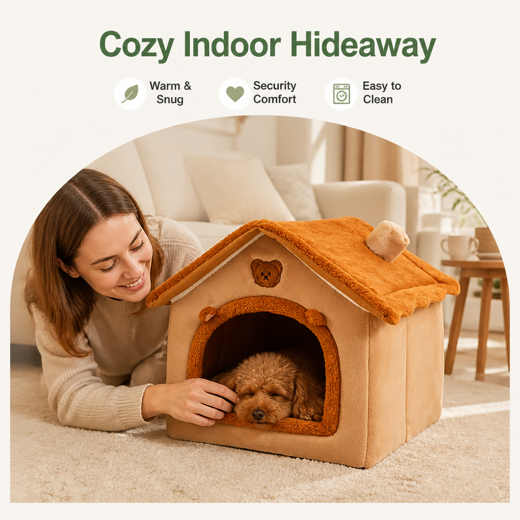 Dotisk Foldable & Washable Cozy Cave Pet Bed