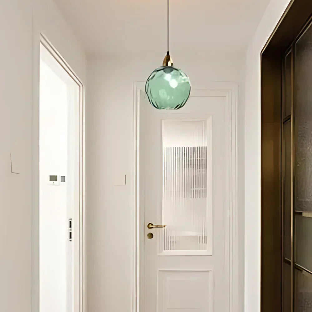 Textured Glass Globe Hanging Light 7.9 Inch Dining Room Island Fixture Adjustable Height Modern Sphere Pendant Minimalist Ceiling Lamp for K