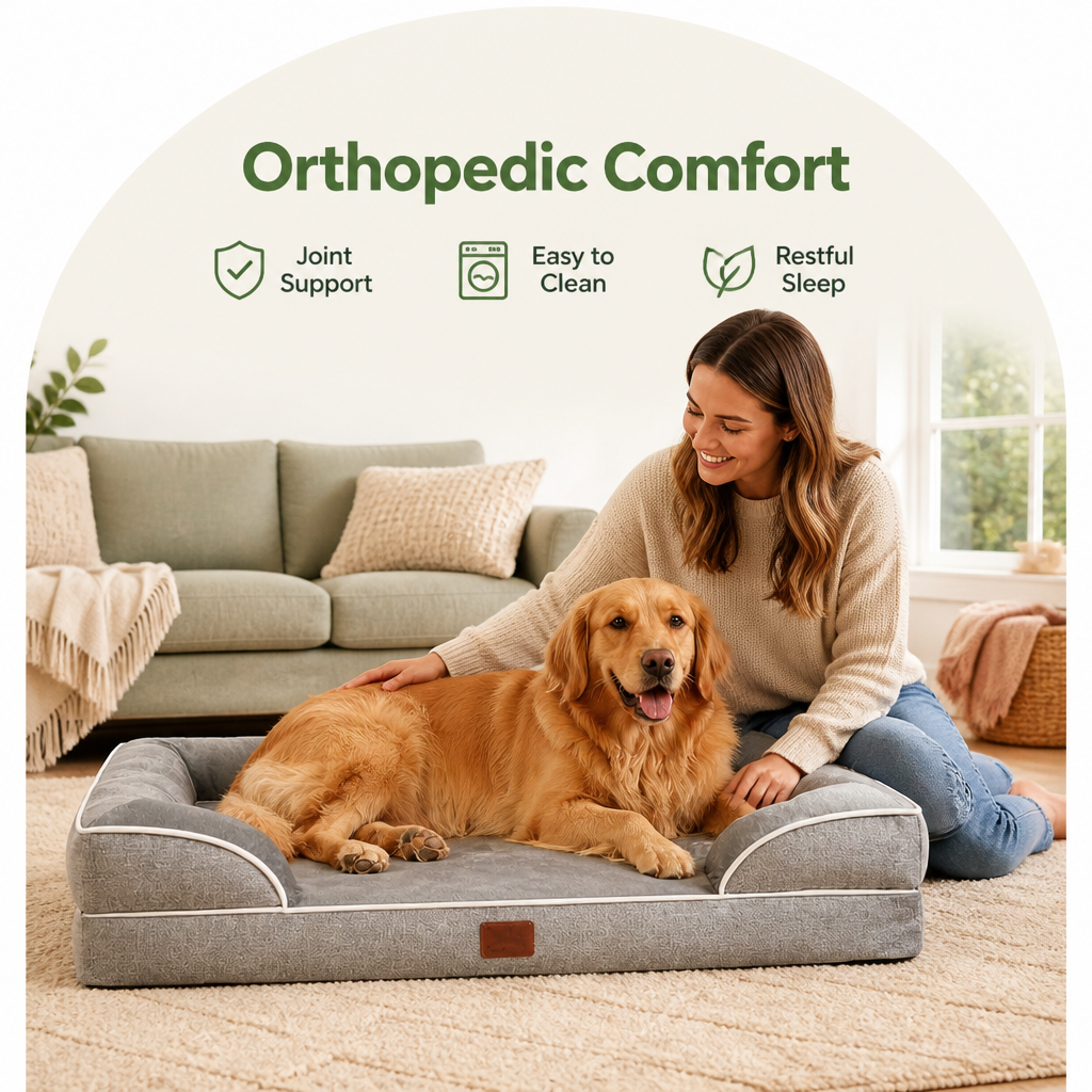 Dotisk Orthopedic Memory Foam Dog Bed (Removable Cover)