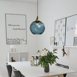 Textured Glass Globe Hanging Light 7.9 Inch Dining Room Island Fixture Adjustable Height Modern Sphere Pendant Minimalist Ceiling Lamp for K