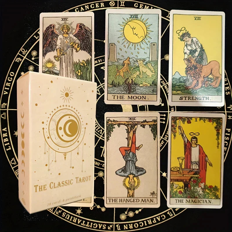 Classic Tarot Card Deck 78-Card Set for Divination and Spiritual Guidance | Complete Reading Kit with Instruction Booklet