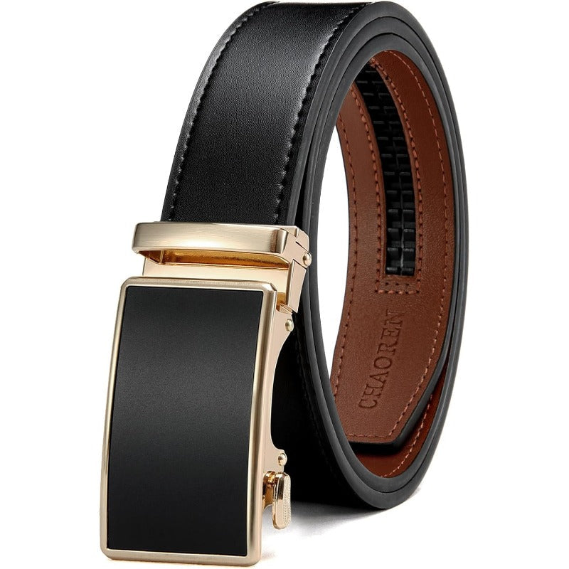 Adjustable Genuine Leather Ratchet Belt