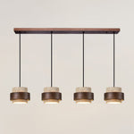 Stone & Wood Drop Ceiling Fixture 6.7 Inch Natural Travertine Hanging Light for Dining Table Kitchen Island Bedside Minimalist Adjustable Co