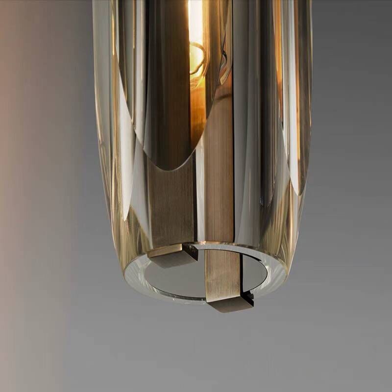 Glass Cylinder Hanging Light Fixture 15 Inch Height Adjustable Drop Ceiling Lamp for Dining Room Bedroom Living Room Contemporary Minimalist