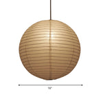Japanese Paper Lantern Pendant Light White Round Ceiling Fixture for Dining Room Bedroom Kitchen Island Hanging Lamp E26 Base Modern Asian