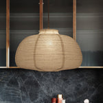 Japanese Paper Lantern Pendant Light White Round Ceiling Fixture for Dining Room Bedroom Kitchen Island Hanging Lamp E26 Base Modern Asian