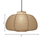 Japanese Paper Lantern Pendant Light White Round Ceiling Fixture for Dining Room Bedroom Kitchen Island Hanging Lamp E26 Base Modern Asian