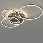 LED Ring Chandelier 45 in Aluminum Fixture Warm White Dimmable for Bedroom Living Room Dining Room Modern Flush Mount Multi-Ring Integrated