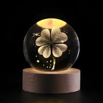 3D Engraved Crystal Planet Sphere Night Light on Wood Base USB Powered Desk Lamp Warm White LED Glow for Bedroom Living Room Nursery Space