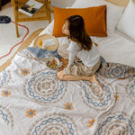 Sable Cotton Throw Blanket - Boho Mandala Design, Soft and Breathable