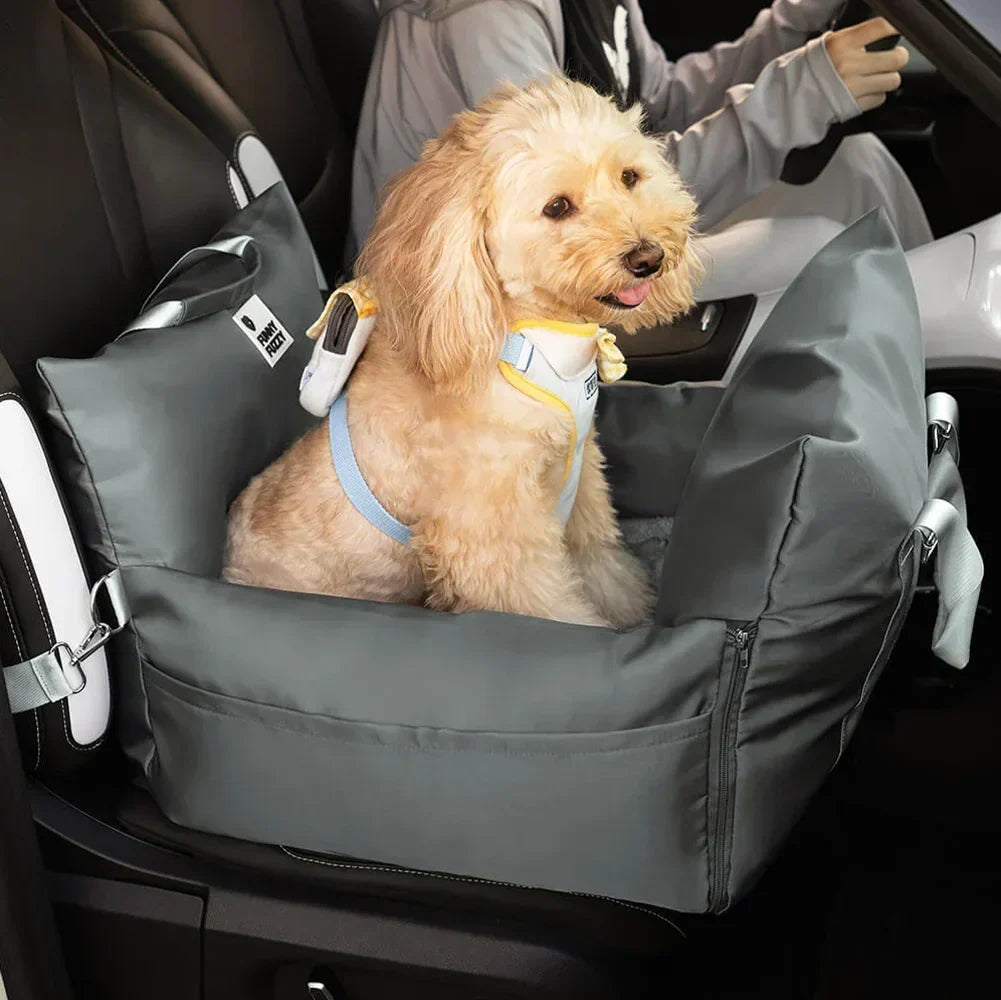 Padded Dog Car Seat Booster with Safety Harness & Side Bolsters – Water-Resistant Washable Pet Travel Carrier for Cars, SUVs & Travel