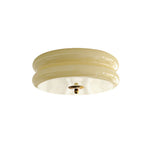Round Flush Mount LED Fixture with 3 Color Temperatures Glass Metal 5 in Height for Bedroom Dining Room Kitchen Adjustable Kelvin Switch Mod