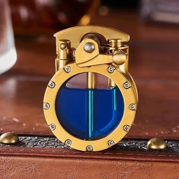 Classic See-Through Fuel Lighter with Metal Construction for Everyday Use and Collecting