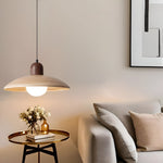 Wood Dome Ceiling Pendant 12 in Walnut Hanging Light for Kitchen Island Dining Table Minimalist Adjustable Cord E27 Socket 110V