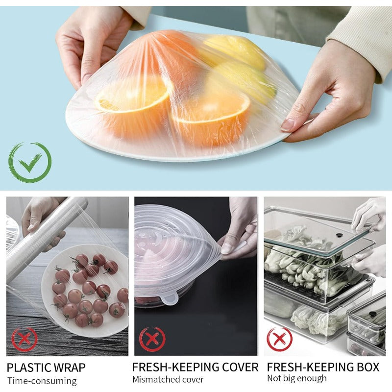 Fresh Food Storage Bags – Stretchable Plastic Bowl Wraps