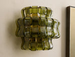Textured Glass Wall Sconce Light Fixture with Curved Shade for Living Room Bedroom Dining Room | Hardwired 2-Bulb Accent Lighting
