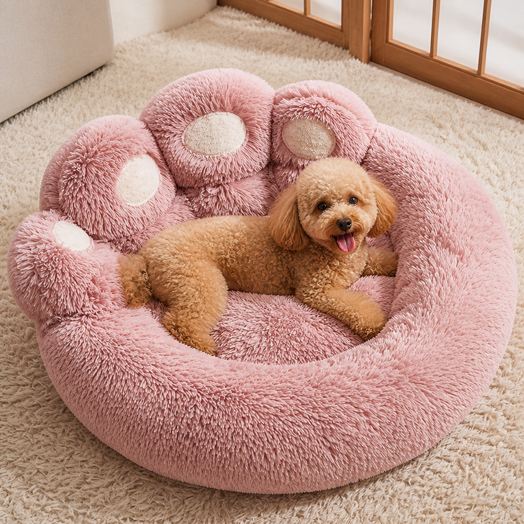 Dotisk Plush & Non-Slip Bear Paw Pet Bed