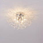 Flush Mount Ceiling Light with Crystal Dandelion Design – 16 in Gold & Silver Fixture for Bedroom, Hallway, Bathroom