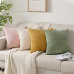 Textured Plush Throw Pillow Cover 18x18 Inch Gray Ribbed Velvet Square Cushion Sham for Couch Bed Living Room Soft Decorative Accent Hidden